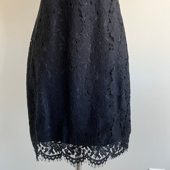 Banana Republic Lace Overlay Sheath Dress Raw Scallop Hem Black 4 NWT - Picture 4 of 11
